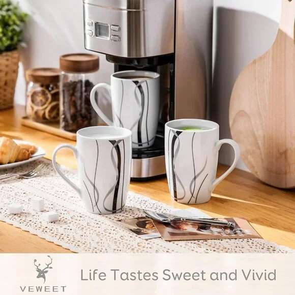 Perfect Coffee Mugs Set of 6, 16 Oz - Durable Porcelain with Big Handle Design